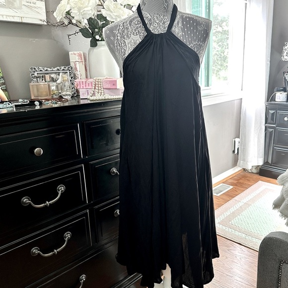 VENUS Black Halter Swim Cover-Up Dress | Flowy Resortwear | Size M - Picture 2 of 16